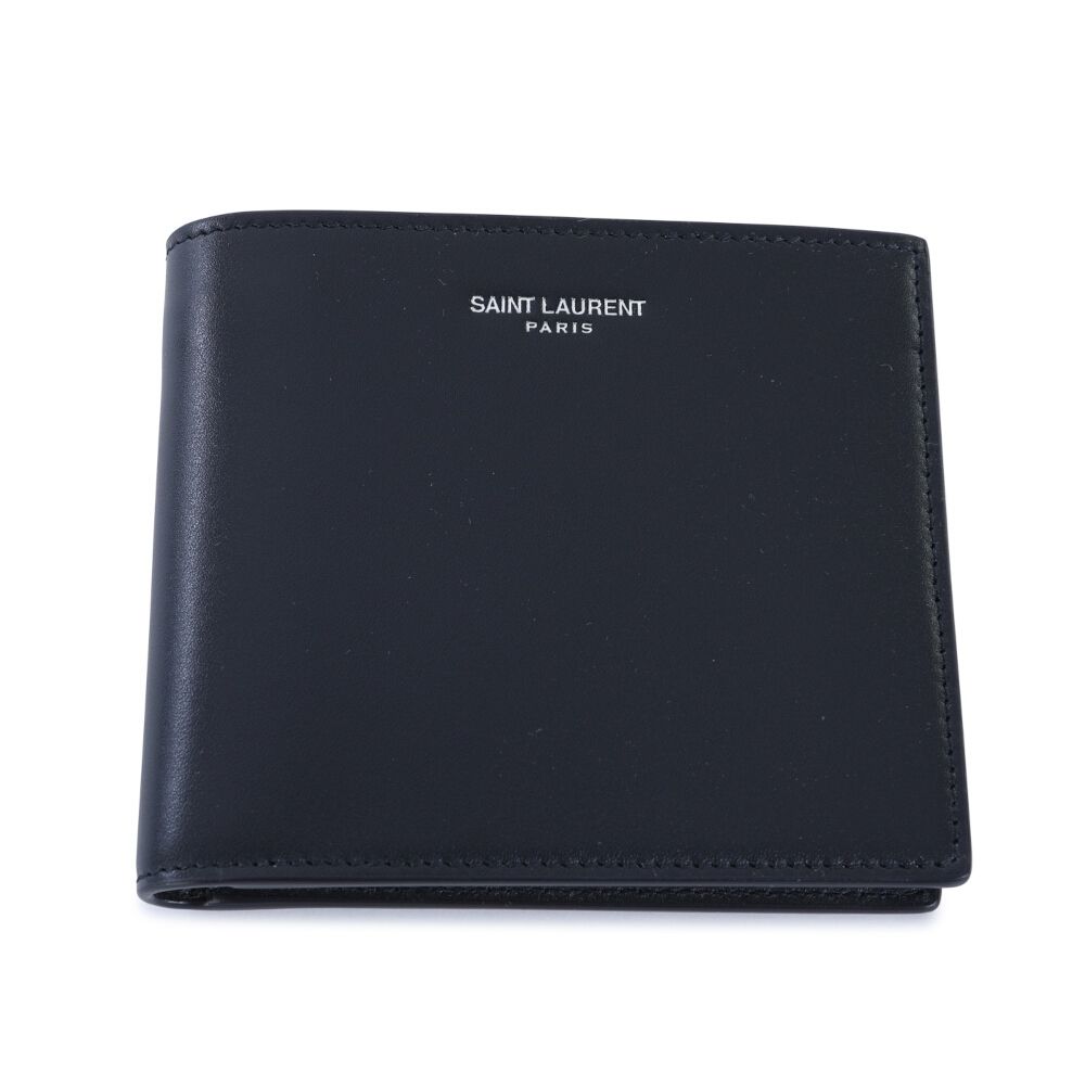 YSL SAINT LAURENT Paris East West Bifold 滑面皮革 卡夾 皮夾 短夾 深藍色 396307