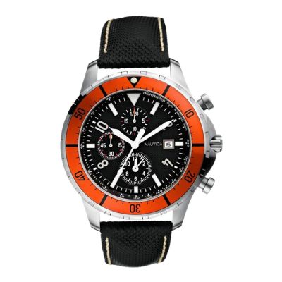 NAUTICA 專屬時尚運動腕錶-橘X黑-NWA23093G-46mm