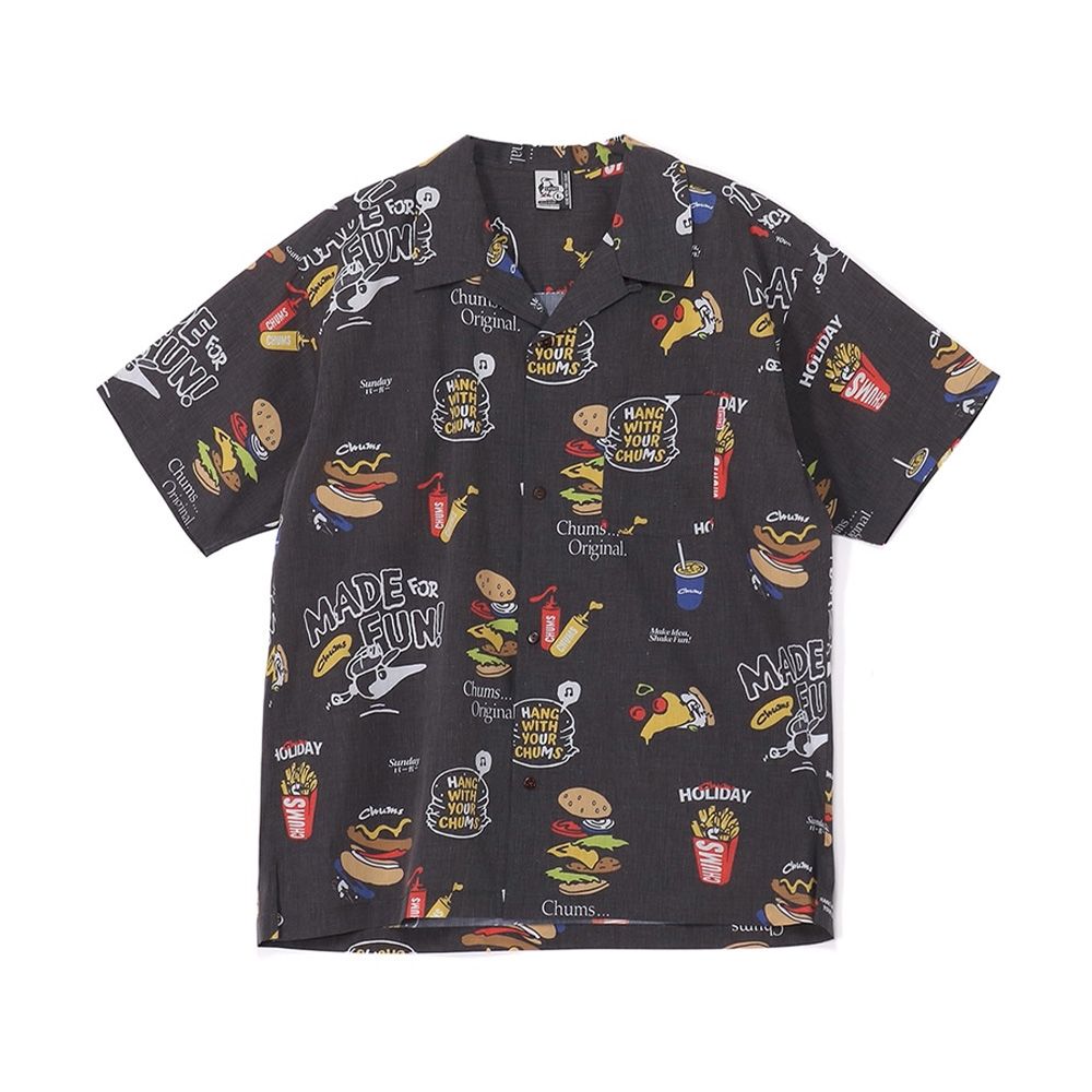 CHUMS Food Pattern S/S Shirt 男 短袖襯衫 黑色 CH021264K001