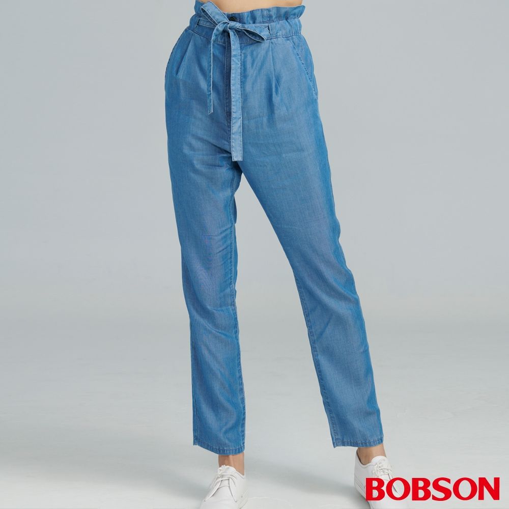 BOBSON 女款綁帶鬆緊直筒褲( 8228-58 )