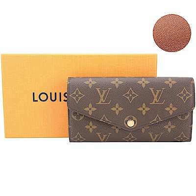 LOUIS VUITTON路易威登 LV M60531 Sarah 老花塗層帆布釦式長夾(咖啡色)