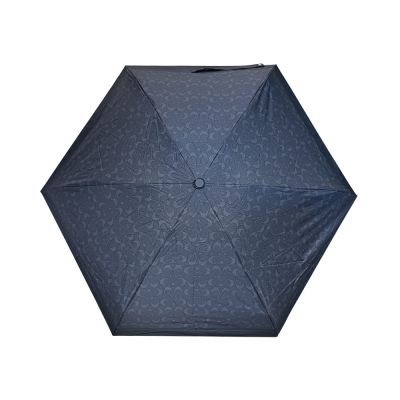 COACH 夏布雷藍C LOGO印花輕量攜帶型晴雨傘