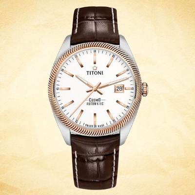 TITONI 梅花錶 宇宙系列 878SRG-ST-606 新穎鋸齒風格腕錶 白 41mm