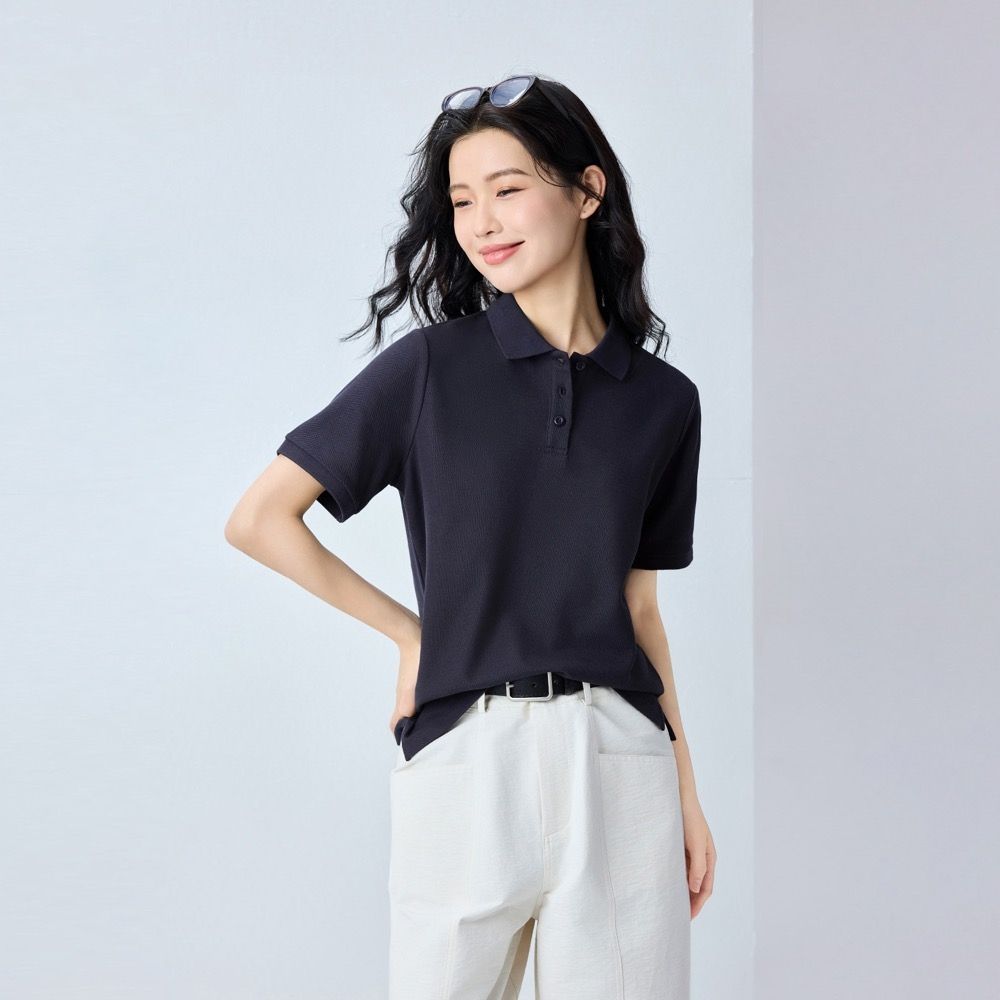 GIORDANO 女裝機能涼感抗UV短袖POLO衫【多色任選】 (66 標志軍藍)