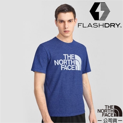 【The North Face】男 FlashDry 閃電快乾短袖圓領吸濕排汗衣(亞洲版型).T恤.上衣 4UAL-YF5 電光藍