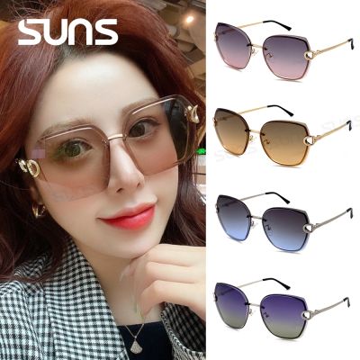 【SUNS】時尚切邊無框金屬墨鏡 高質感金屬框 大框顯小臉 抗UV400