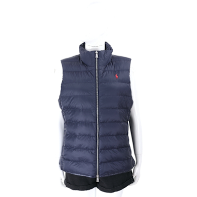 Polo Ralph Lauren 小馬刺繡防潑水深藍絎縫尼龍背心(女款)