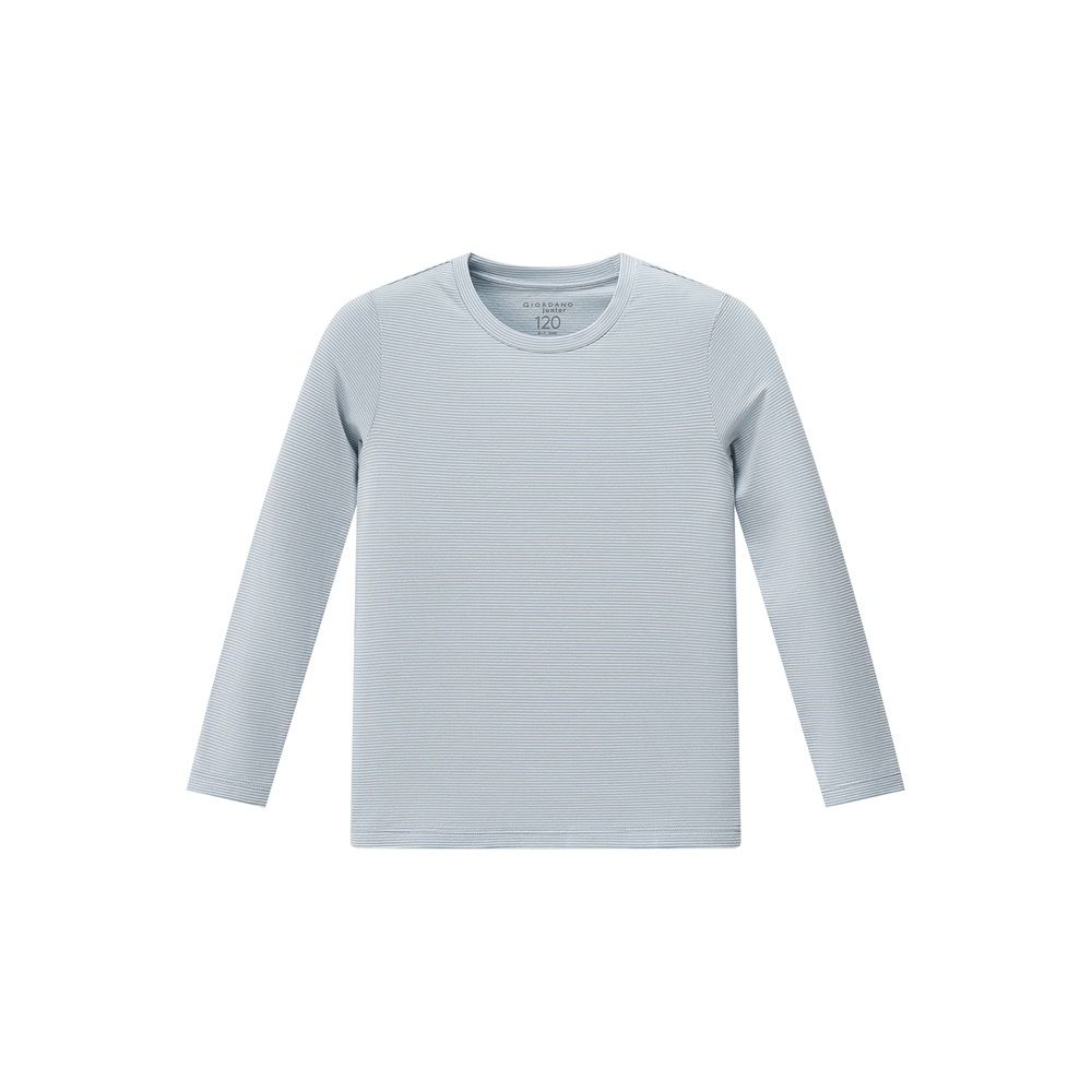 GIORDANO 童裝圓領極暖衣 G-WARMER系列【多色任選】 (90 低調藍X皎白)