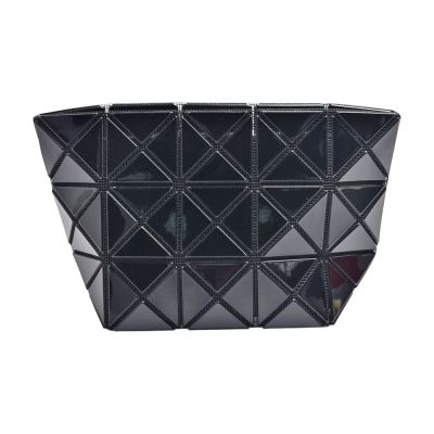 ISSEY MIYAKE 三宅一生BAOBAO亮面幾何方格立體化裝包(黑色)