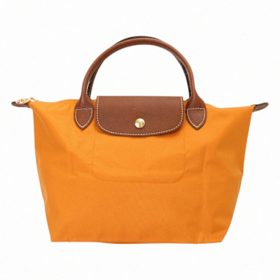 LONGCHAMP GREEN 再生尼龍短把摺疊水餃包(夕陽黃)S