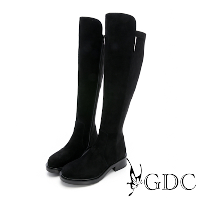 GDC-素面高級感長腿歐膩彈力膝上長靴-黑