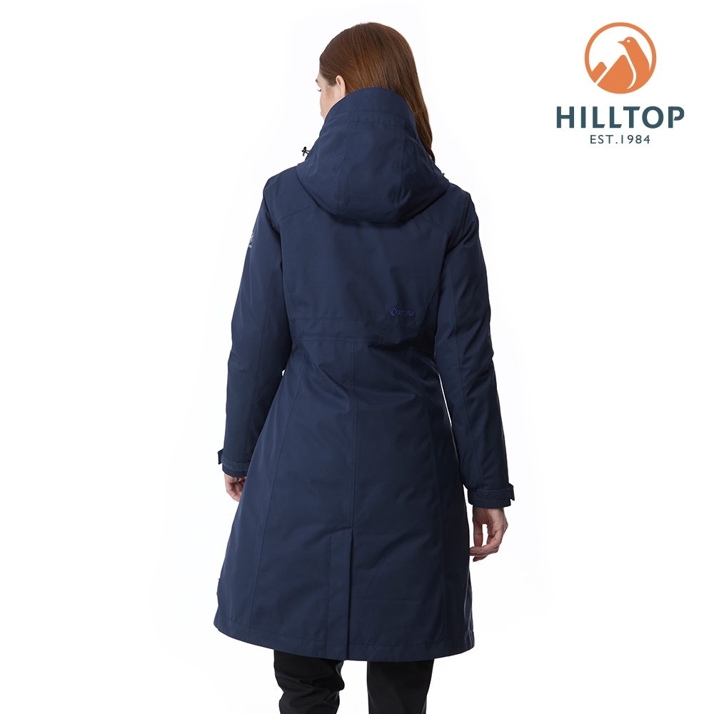 大衣 HILLTOP山頂鳥GORE-TEX二合一防水羽絨長大衣女款卡其/深藍