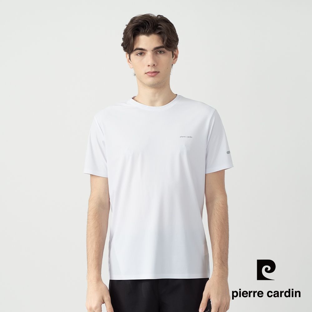 pierre cardin 皮爾卡登 網路獨家 男女款 冰絲速乾涼感短袖T恤/運動圓領上衣(多色任選) (男-白色系)