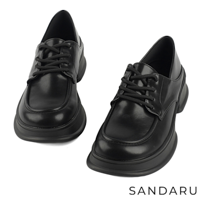 山打努SANDARU-牛津鞋 英倫綁帶兩穿厚底紳士鞋-黑