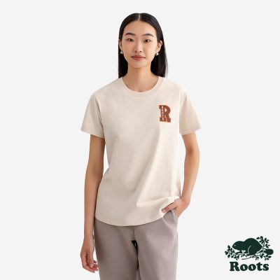 Roots女裝- HARVEST GLOW CLASSIC 短袖上衣-燕麥色