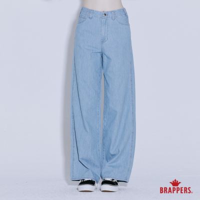 BRAPPERS 女款 Boy friend系列-高腰全棉寬褲-淺藍