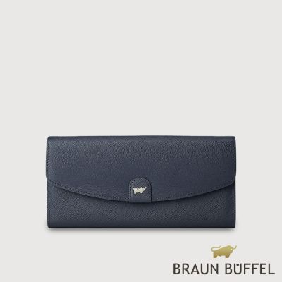 【BRAUN BUFFEL 德國小金牛】台灣總代理 蘇菲娜-B 12卡兩折長夾-深藍色/BF886-621-DB