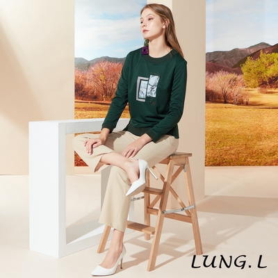 LUNG.L林佳樺 卡其色造型口袋直筒女裝褲LQ99E70