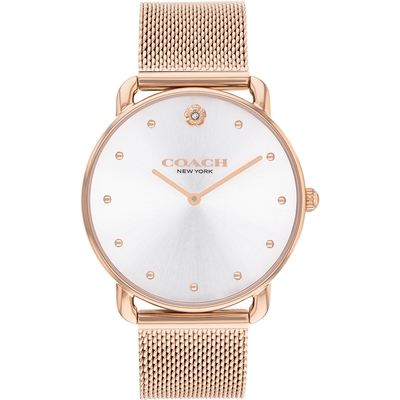 COACH Elliot C字米蘭帶女錶 寵愛媽媽 送禮推薦-玫瑰金/36mm CO14504209