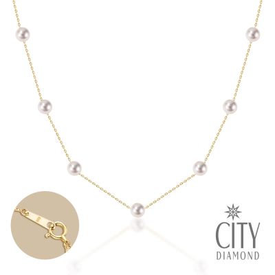 【City Diamond 引雅】『滿星』18K日本AKOYA珍珠5mm黃K金項鍊 套鍊(東京Yuki系列)