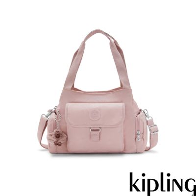 Kipling 絲絨粉好收納手提兩用斜背包-FELIX L U