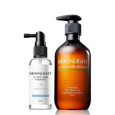【Moonlight 莯光】 進化版 頭皮淨涼控油組 (淨涼噴霧+茶樹洗髮)
