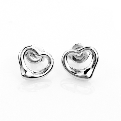 (近新品) Tiffany&Co. 蒂芙尼 Open Heart 鏤空愛心925純銀耳環