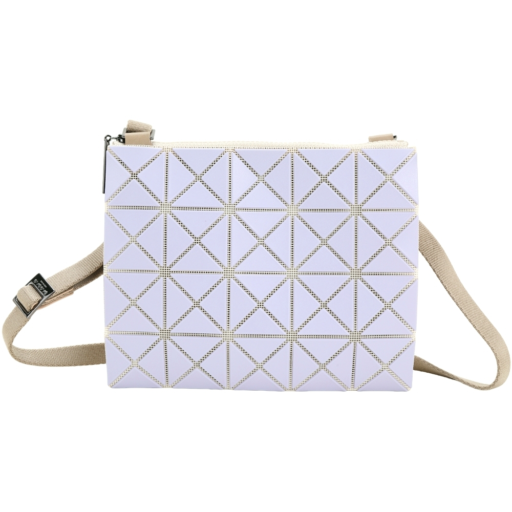 ISSEY MIYAKE DUO 三宅一生BAOBAO 5x4 雙色幾何斜背風琴包(紫x杏
