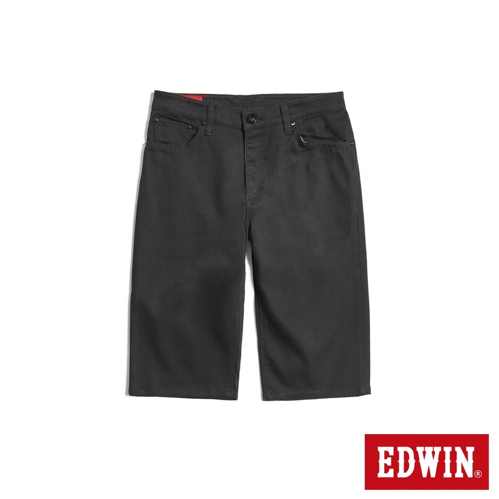 EDWIN 男裝 EDGE 合身乾爽丹寧短褲-黑色