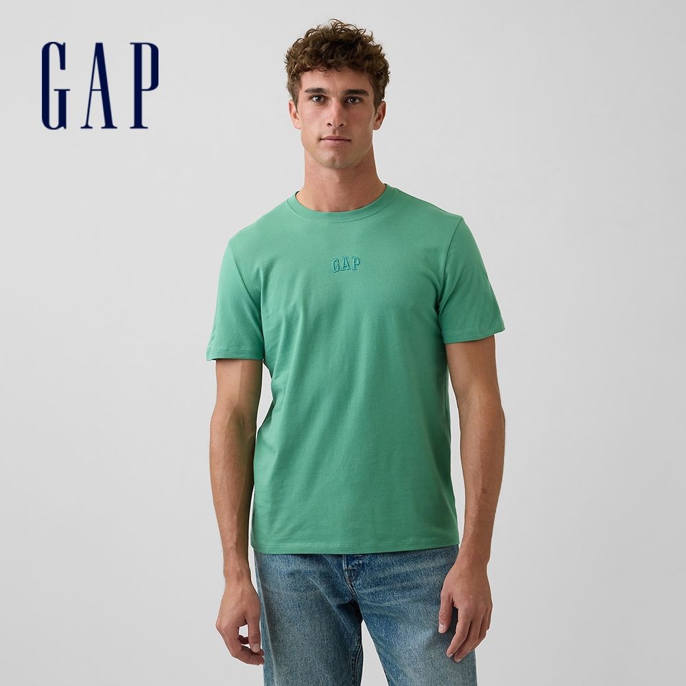【GAP】日常柔軟Gap迷你Logo T恤-北極綠/黑色/淺麻灰/新款深藍/藍色/粉色(799323) (北極綠)