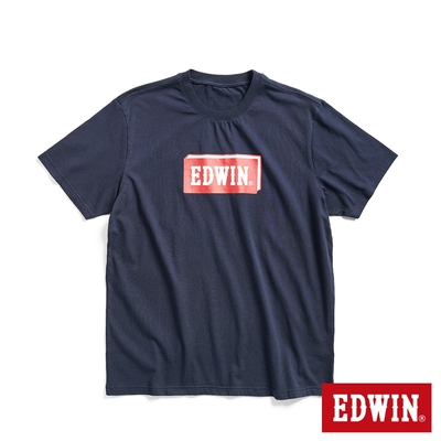 EDWIN 男裝 精裝書本LOGO短袖T恤-丈青色