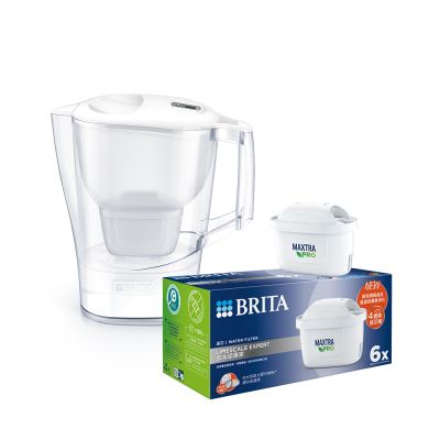 【BRITA官方】Aluna 3.5L愛奴娜濾水壺x1(白)+6入MXPRO去水垢專家濾芯(共7芯)