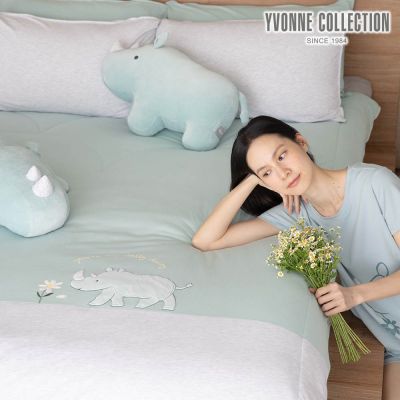 YVONNE 以旺傢飾 小雛菊犀牛 雙人四季被-湖水綠