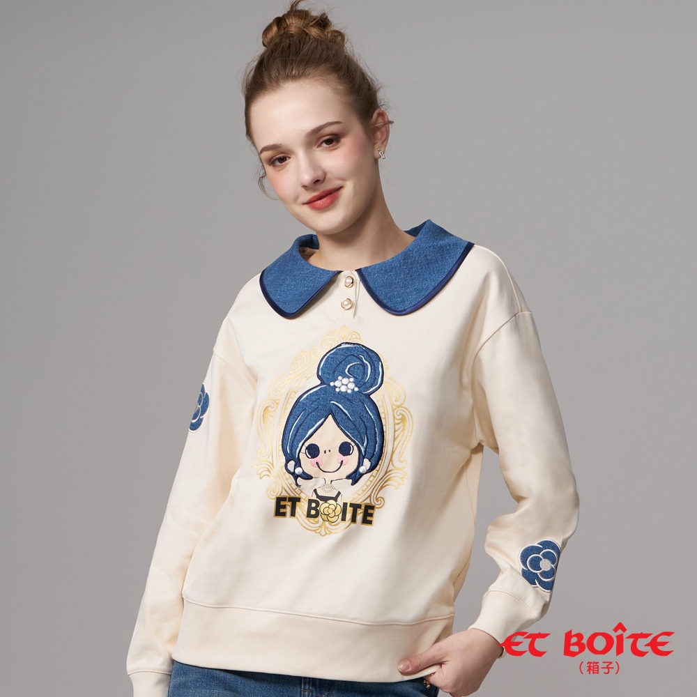 ET BOîTE 箱子 BLUE WAY – 小香DORA半開襟圓領長TEE(米)