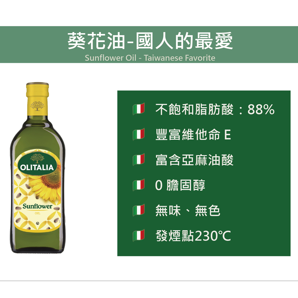 Olitalia奧利塔葵花油(1000ml) | 葵花油/玄米油| Yahoo購物中心