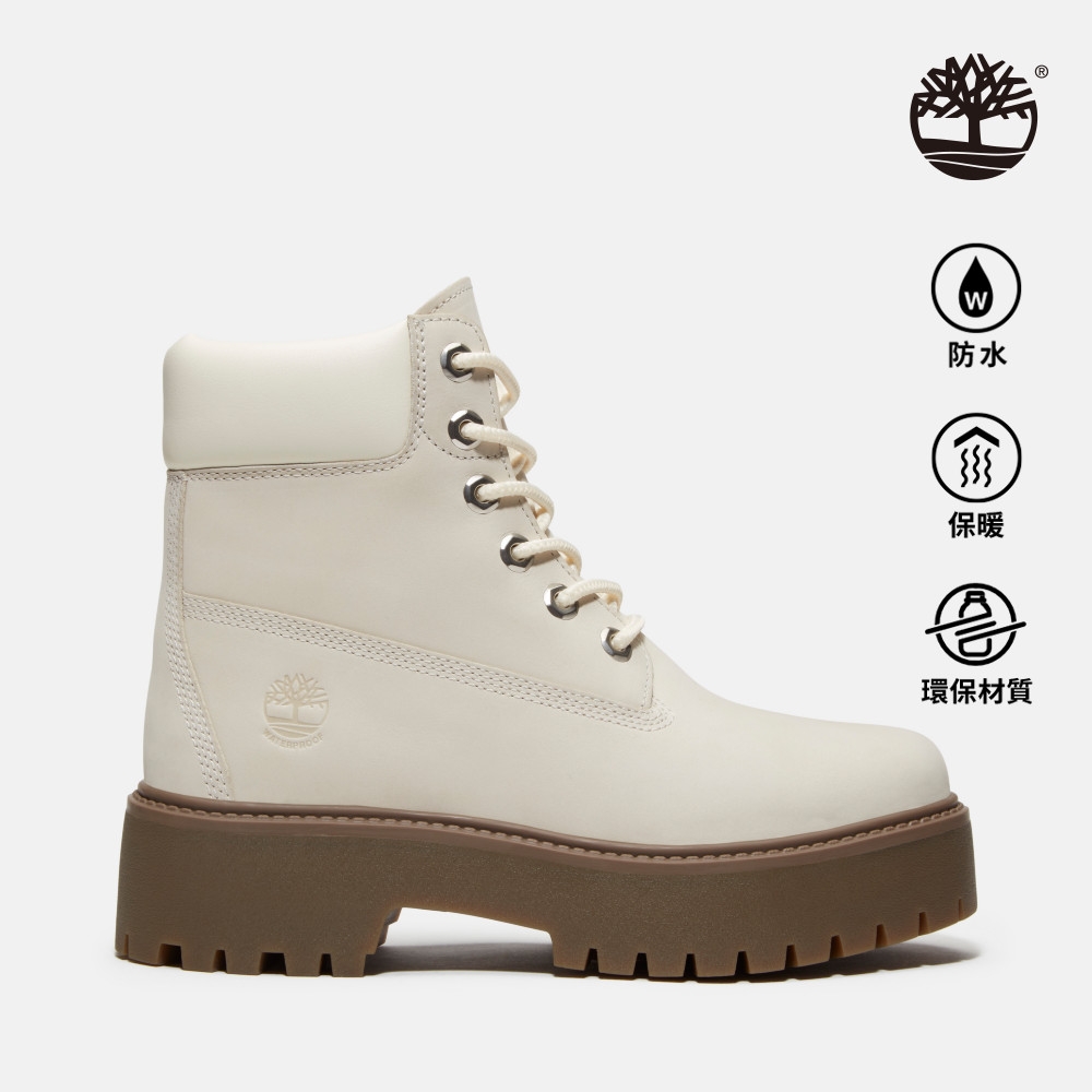 Timberland官方旗艦女款象牙白Stone Street 6吋厚底防水靴|A2H3CEX4