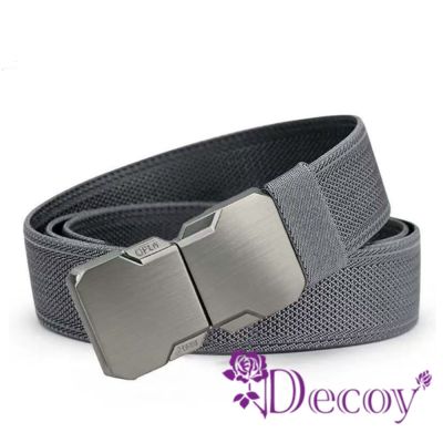 Decoy 交叉立體 簡約自動扣頭尼龍寬腰帶 灰