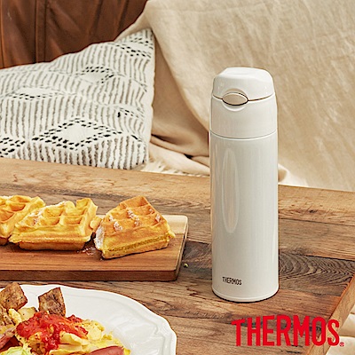 THERMOS膳魔師不鏽鋼吸管設計真空保冷瓶550ml(FHL-551-CRW)奶油白