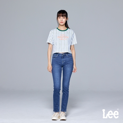 Lee 女款 409 中腰合身小直筒牛仔褲 中藍洗水｜Regional
