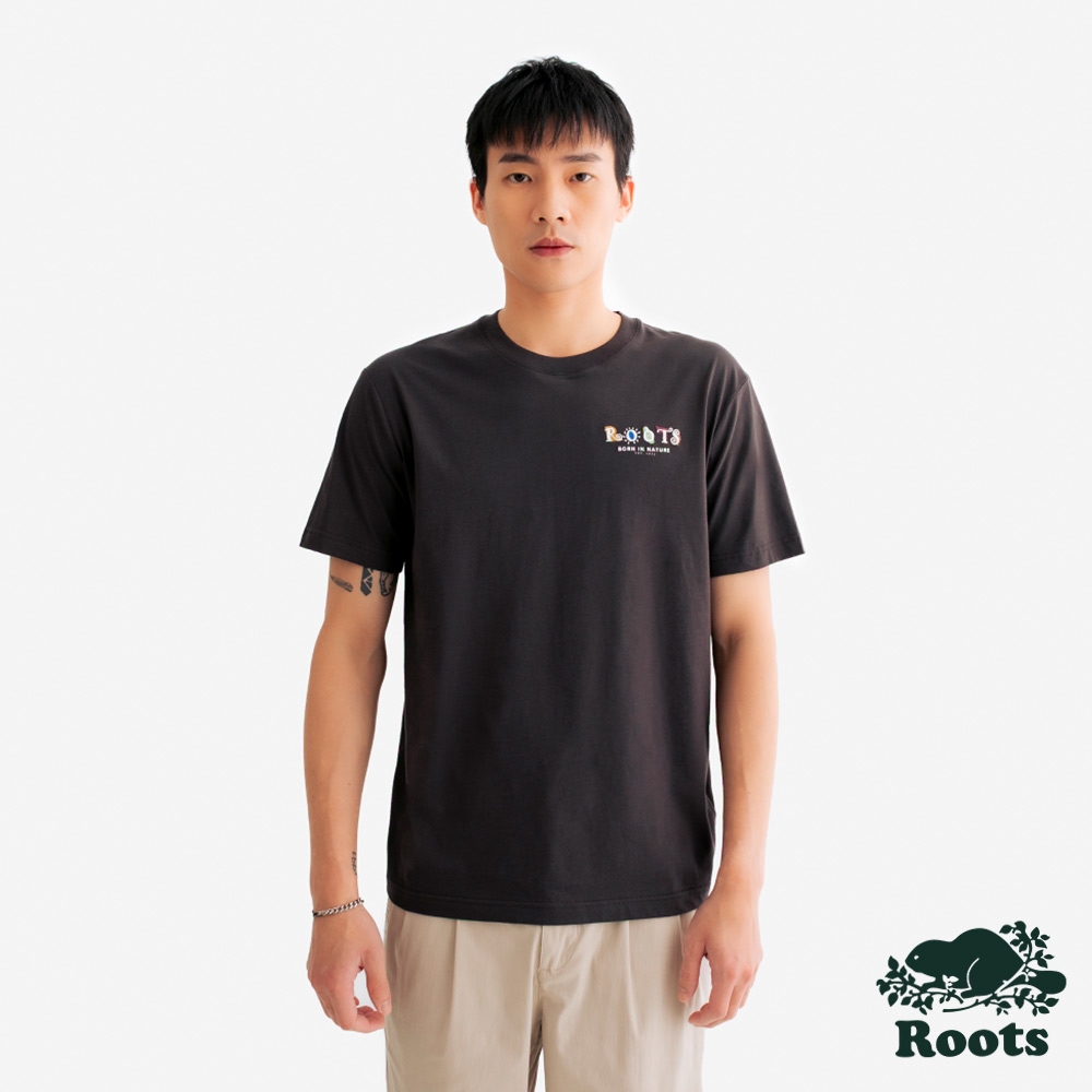 Roots 男裝-90'S BORN IN NATURE 短袖上衣-碳黑色| T恤| Yahoo