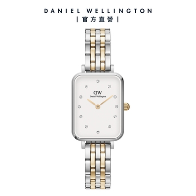 Daniel Wellington DW 手錶 Quadro Lumine 20X26 星辰珠寶式雙色錶鏈-白錶盤 DW00100625