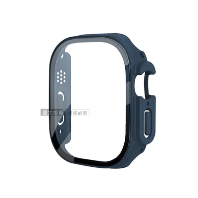 全包覆經典系列 Apple Watch Ultra 2/Ultra 49mm 9H鋼化玻璃貼+錶殼 一體式保護殼(藍色)