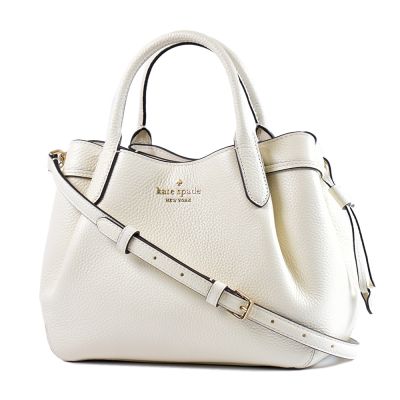 KATE SPADE 荔枝紋手提/斜背二用水餃包-奶霜白/小