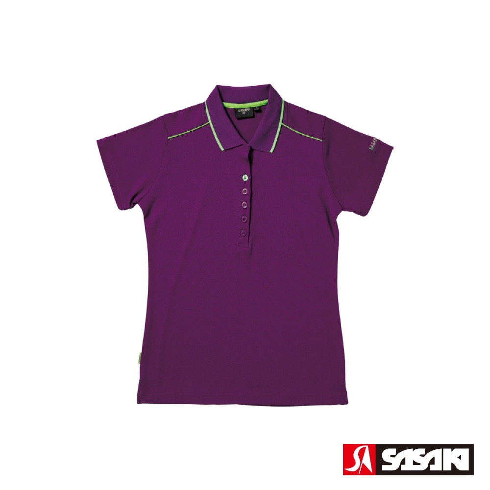 SASAKI 吸濕排汗休閒POLO短袖上衣 女 五色任選 (深葡萄紫/豔綠)