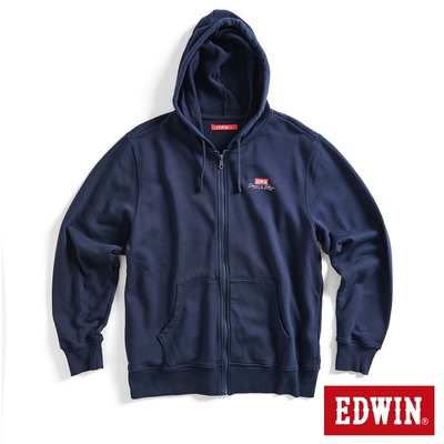 EDWIN 男裝 網路獨家 率性風格LOGO連帽拉T外套-丈青色