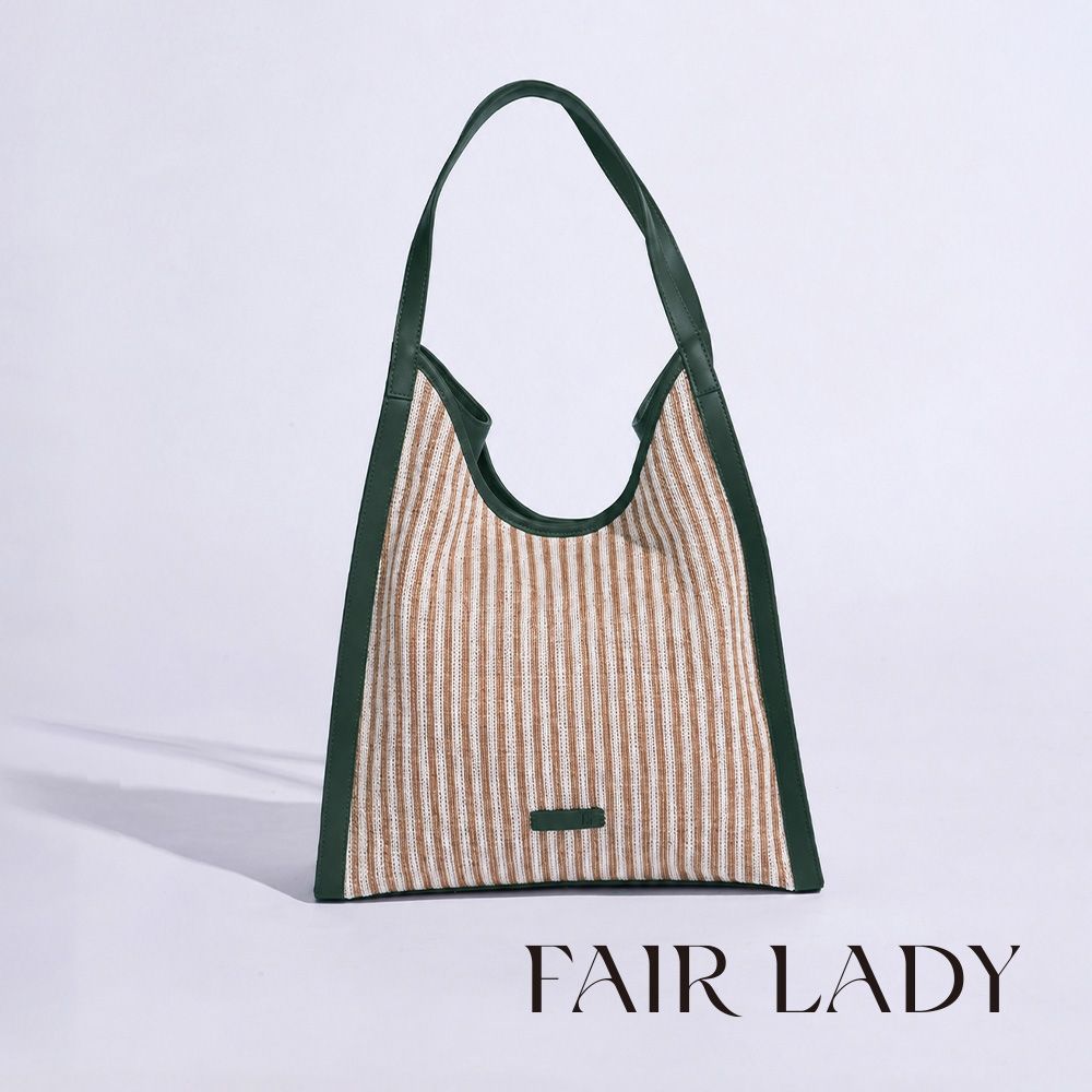 FAIR LADY 總監Eva選品 慵懶日常編織拼接托特包 復古綠 (9A0040)