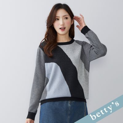 betty’s貝蒂思　三色不規則織紋圓領毛衣(灰色)