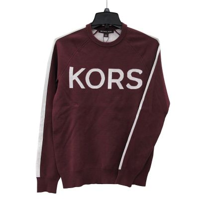 MICHAEL KORS 品牌大字LOGO圓領長袖上衣(深紅棕色)
