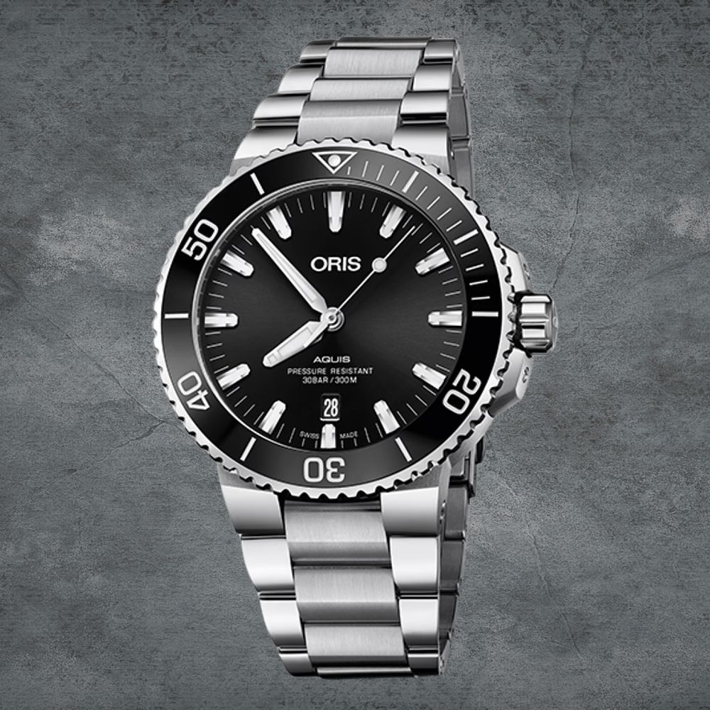 ORIS 豪利時 Aquis 0173377304134-0782405PEB 時間之海潛水機械腕錶/黑 43.5mm