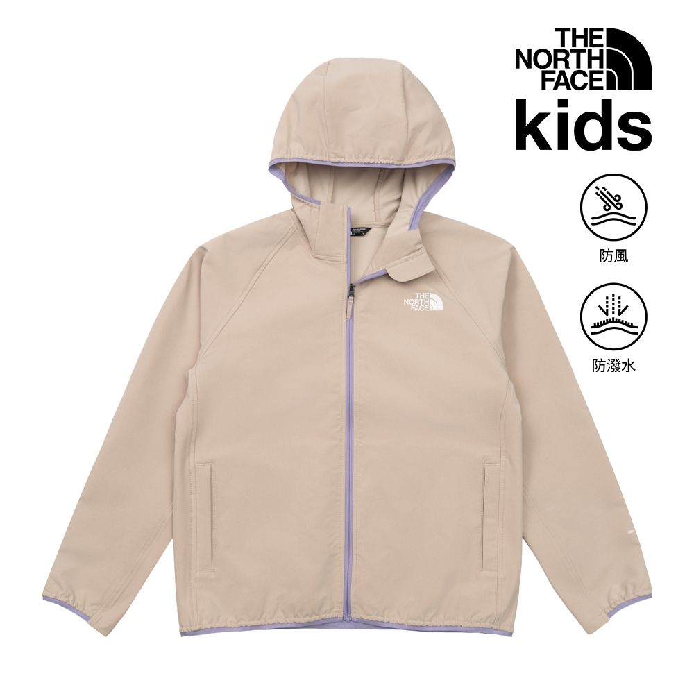 【The North Face 官方旗艦】北面兒童棕色DWR防潑水連帽外套｜8J7MN7J